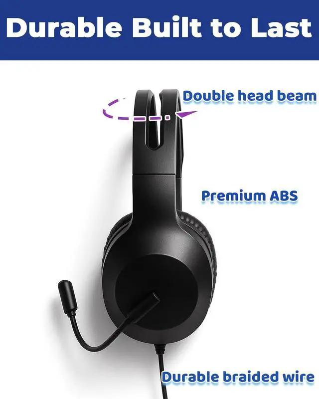 Alt view image 5 of 5 - Joyqua 10 Pack Kids Headphones with Microphone, Djustable & Durable School Headphones 3.5mm Jack, Comfortable Over-Ear Headphones for Children, Black