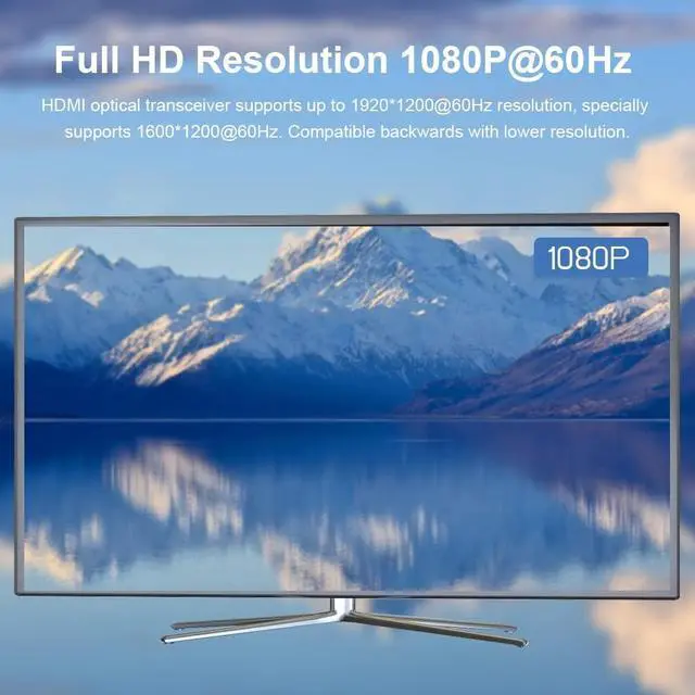 Alt view image 5 of 5 - Mini HDMI Extender 1080p@60Hz, Full HD Uncompressed Transmission Up to 20km Over Fiber Optic Cable Single-Mode with External Stereo Audio, Support EDID RS232 HDCP