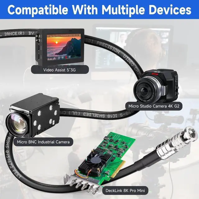 Alt view image 5 of 5 - Superbat Micro BNC Cable 2ft Belden 1855A HDBNC Male to Male Cable 2-Pack