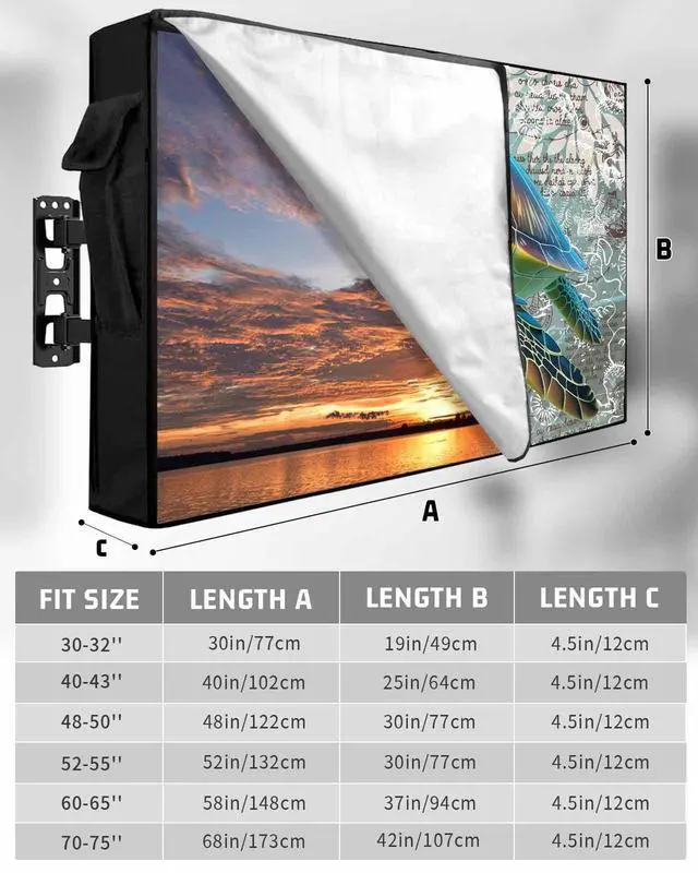 Alt view image 2 of 5 - Ocean Outdoor TV Cover 50 Inch Weatherproof Sea Turtle Nautical Map for Outside, 600D Thick Waterproof Outdoor Screen Protector Outside TV Cover with Zipper for 48 to 50 inch Screens