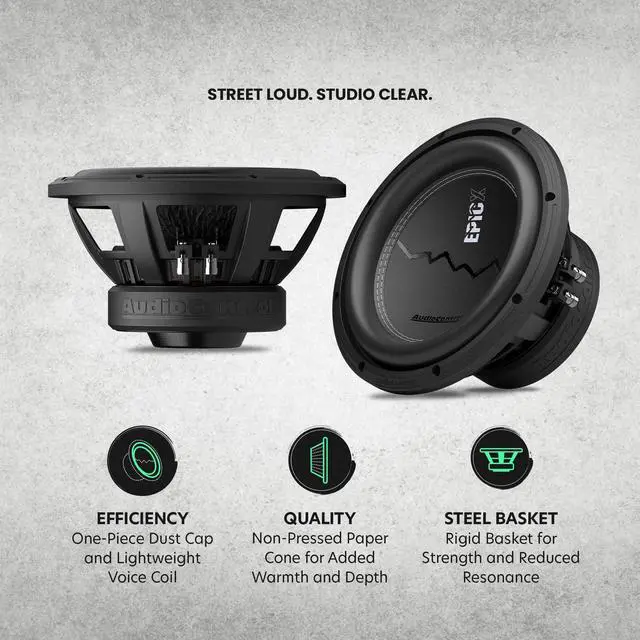 Alt view image 2 of 5 - AudioControl EPICX Series 10 Car Subwoofer Speaker, 750W Max Power (500W RMS), 2 Ohm Dual Voice Coils, Loud Pro StreetBass Sub for Car Audio System