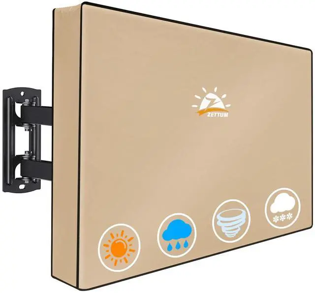 Main image of Zettum Outdoor TV Cover 50 Inch - 600D TV Cover Waterproof Weatherproof for 48 to 50 Inch Outdoor TV, Heavy Duty TV Enclosure Protector for Outside Flat Screen TV (Size: 48""L x 6""D x 31""H), Beige