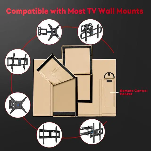 Alt view image 4 of 5 - Zettum Outdoor TV Cover 50 Inch - 600D TV Cover Waterproof Weatherproof for 48 to 50 Inch Outdoor TV, Heavy Duty TV Enclosure Protector for Outside Flat Screen TV (Size: 48""L x 6""D x 31""H), Beige