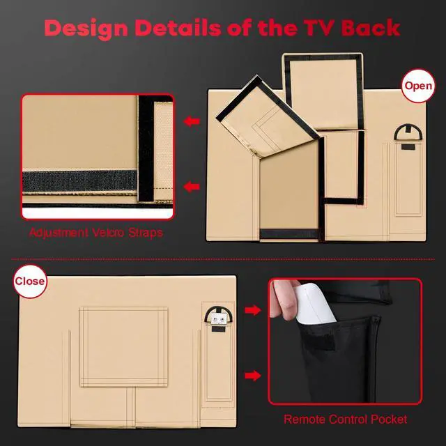 Alt view image 5 of 5 - Zettum Outdoor TV Cover 50 Inch - 600D TV Cover Waterproof Weatherproof for 48 to 50 Inch Outdoor TV, Heavy Duty TV Enclosure Protector for Outside Flat Screen TV (Size: 48""L x 6""D x 31""H), Beige