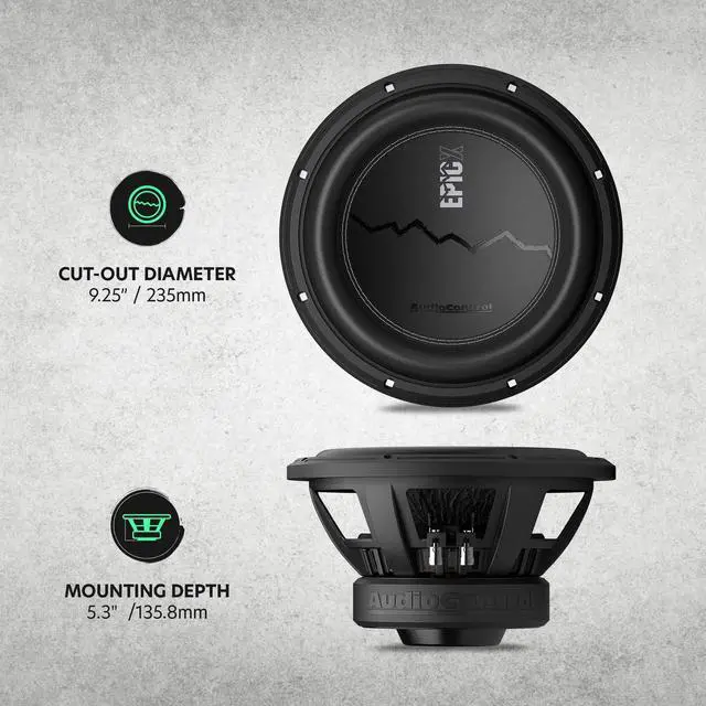 Alt view image 3 of 5 - AudioControl EPICX Series 10 Car Subwoofer Speaker, 750W Max Power (500W RMS), 2 Ohm Dual Voice Coils, Loud Pro StreetBass Sub for Car Audio System