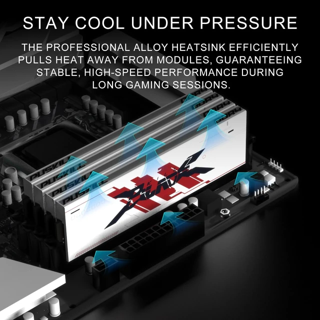 Alt view image 3 of 5 - PUSKILL DDR4 3200MHz CL16 Desktop RAM Kit Heatsink, 32GB (2x16GB)