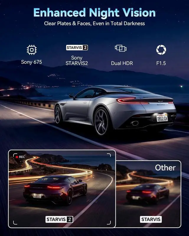 Alt view image 5 of 5 - OVAMAN Front 4K & Rear 1080P STARVIS 2 Dash Cam for Honda Civic, Dual Channel Camera with Loop Recording, Gravity Sensor, WiFi & App, Plug & Play
