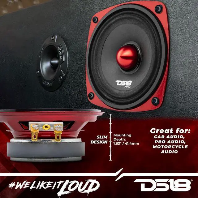 Alt view image 2 of 5 - DS18 PRO-X4.4BMSL Car Speaker 4" Shallow Mid-Range Loudspeaker with Bullet 200 Watts Max Power 100 Watts RMS 4-Ohm - Boost Your Sound Systems Volume - 1 Speaker
