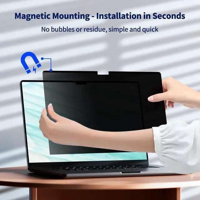 Alt view image 4 of 5 - Magnetic Laptop Privacy Screen 14 Inch 16:10, Removable Matte Anti Glare Blue Light Filter - Computer Privacy Shield Not for 14" 16:9 Laptop