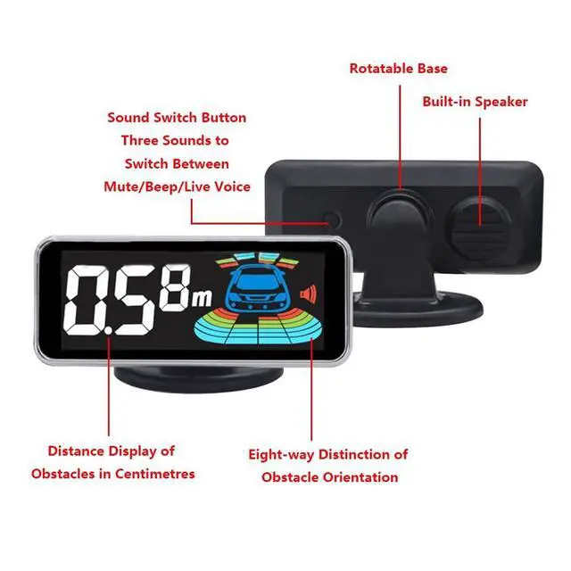 Alt view image 3 of 5 - Universal 4-Sensor Car Reverse Backup Radar System - LED Display Parking Sensor Kit with Voice Alert & Distance Alarm - 12V Auto Rear Alert Monitor System compatible with Ford SUV Truck