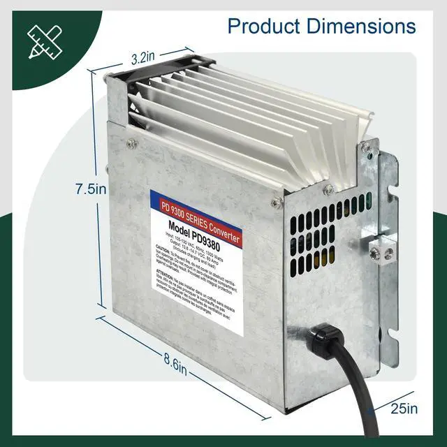 Alt view image 2 of 5 - PD9380 Power Converter replacement-9300 Series Converter,80Amp 120V to 12V RV Converter Charger for RV Camper Caravans Trailer Battery,1300W