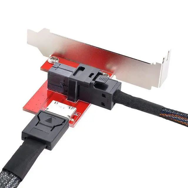 Alt view image 3 of 5 - CY PCI-Express 4.0 Mini SAS HD SFF-8643 to Oculink SFF-8611 SFF-8612 PCBA Female Adapter with Bracket