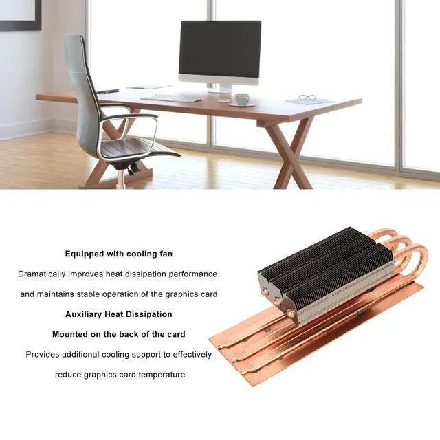 Alt view image 2 of 5 - 3060 3080 3090 Backplane, Pure Copper Heat Sink Graphics Card Backplane, Pure Copper Sheet with Cooling Fan for Memory Auxiliary Radiator