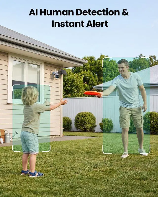 Alt view image 5 of 5 - LIWAN Dual Lens Solar Security Camera Wireless Outdoor, 360 PTZ & Fixed Dual Lens, 2K Color Night Vision, 8000mAh Battery, PIR Human Detection, IP66 Weatherproof, 2-Way Audio, 2.4GHz WiFi Only