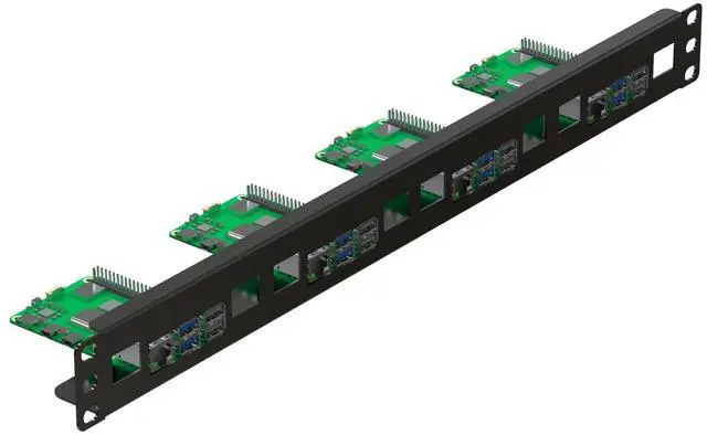 Main image of UCTRONICS 1U Raspberry Pi Rack Mount, Heavy-Duty 2mm Carbon Steel 19" Rackmount, Supports 14 Raspberry Pi 5/4B/3B+, with Keystone Slots for Cluster & Server Setup