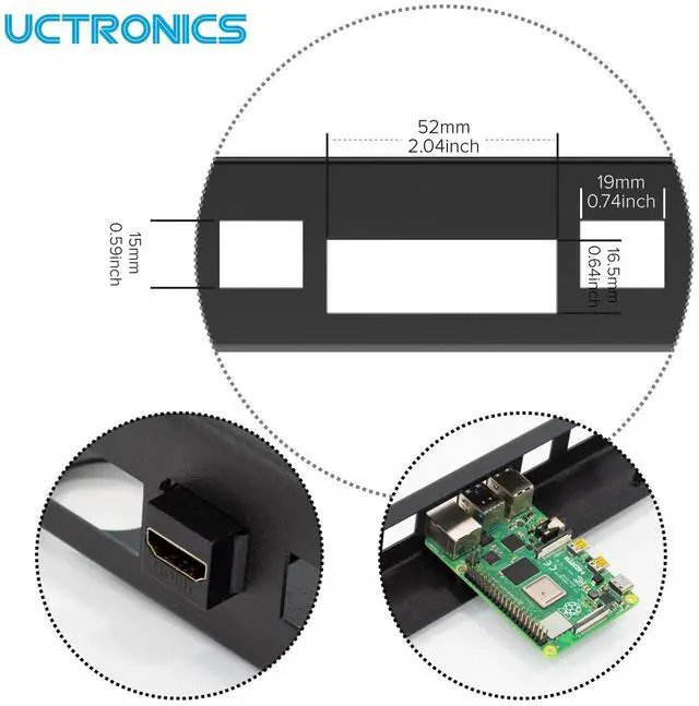 Alt view image 4 of 5 - UCTRONICS 1U Raspberry Pi Rack Mount, Heavy-Duty 2mm Carbon Steel 19" Rackmount, Supports 14 Raspberry Pi 5/4B/3B+, with Keystone Slots for Cluster & Server Setup