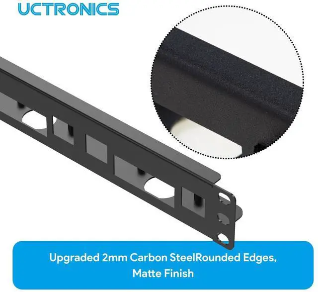 Alt view image 5 of 5 - UCTRONICS 1U Raspberry Pi Rack Mount, Heavy-Duty 2mm Carbon Steel 19" Rackmount, Supports 14 Raspberry Pi 5/4B/3B+, with Keystone Slots for Cluster & Server Setup