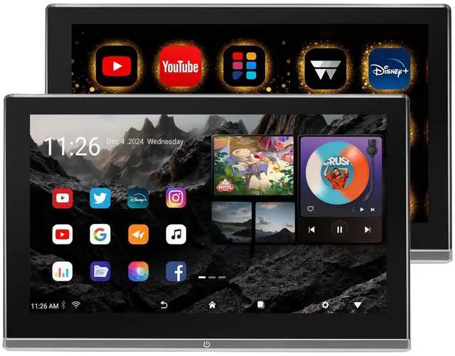 Main image of 11.6inch Android 14 Car Headrest Monitor for Backseat Entertainment, FHD IPS Touchscreen with 4K Playback, Support Phone Wireless Mirroring, HDMI in/Out, SD,WiFi, Bluetooth, USB (2+32G) 2-pcs