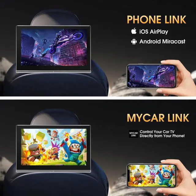 Alt view image 3 of 5 - 11.6inch Android 14 Car Headrest Monitor for Backseat Entertainment, FHD IPS Touchscreen with 4K Playback, Support Phone Wireless Mirroring, HDMI in/Out, SD,WiFi, Bluetooth, USB (2+32G) 2-pcs