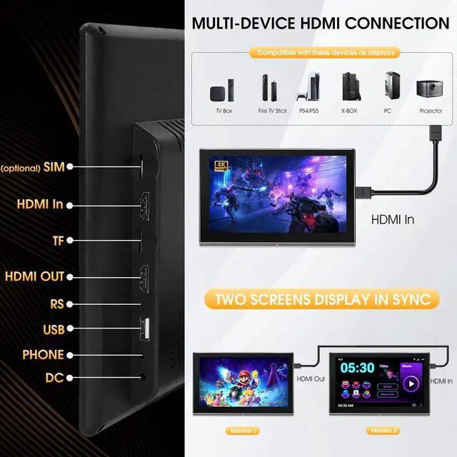 Alt view image 4 of 5 - 11.6inch Android 14 Car Headrest Monitor for Backseat Entertainment, FHD IPS Touchscreen with 4K Playback, Support Phone Wireless Mirroring, HDMI in/Out, SD,WiFi, Bluetooth, USB (2+32G) 2-pcs
