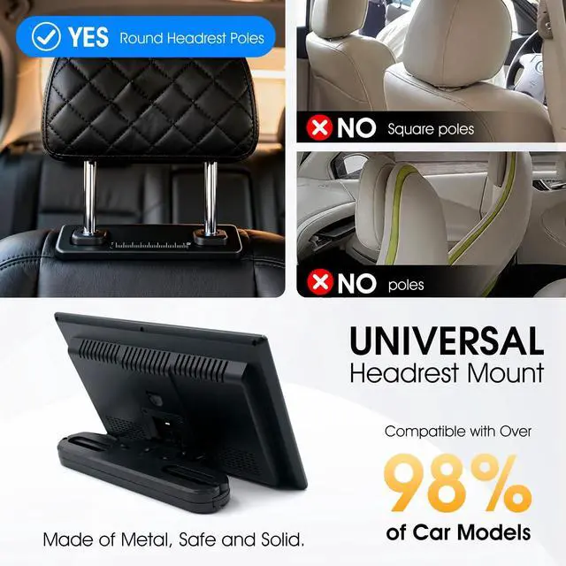 Alt view image 5 of 5 - 11.6inch Android 14 Car Headrest Monitor for Backseat Entertainment, FHD IPS Touchscreen with 4K Playback, Support Phone Wireless Mirroring, HDMI in/Out, SD,WiFi, Bluetooth, USB (2+32G) 2-pcs