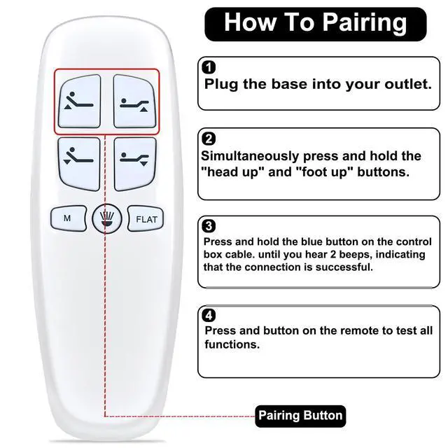 Alt view image 2 of 4 - WKOLF Adjustable Bed Richmat HJH13D Remote for Bed Tech Bedtech BT2000, for Lucid L300 Adjustable Bed Frame - Easy to Pair