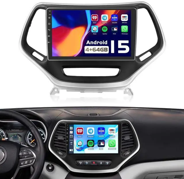 Main image of Android 15 Car Radio for Jeep Cherokee 2013-2018, 10.1 inch Capacitive HD Touch Screen for Cherokee Head Unit with Carplay Android Auto 5G WiFi GPS Bluetooth 5.0 1280 * 720 4+64G