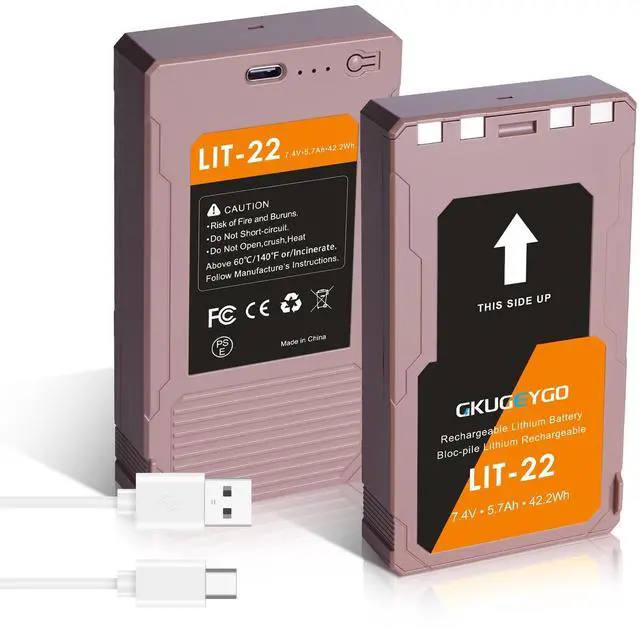 Main image of GKUGEYGO 2 Pack LIT-22 Battery 5700mAh Rechargeable Lithium Battery for SPYPOINT Trail Camera - Compatible with Flex-M, Flex G-36, Flex-Plus, Flex-S Cellular Trail Cameras