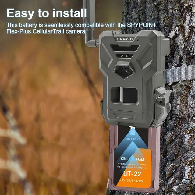 Alt view image 2 of 5 - GKUGEYGO 2 Pack LIT-22 Battery 5700mAh Rechargeable Lithium Battery for SPYPOINT Trail Camera - Compatible with Flex-M, Flex G-36, Flex-Plus, Flex-S Cellular Trail Cameras