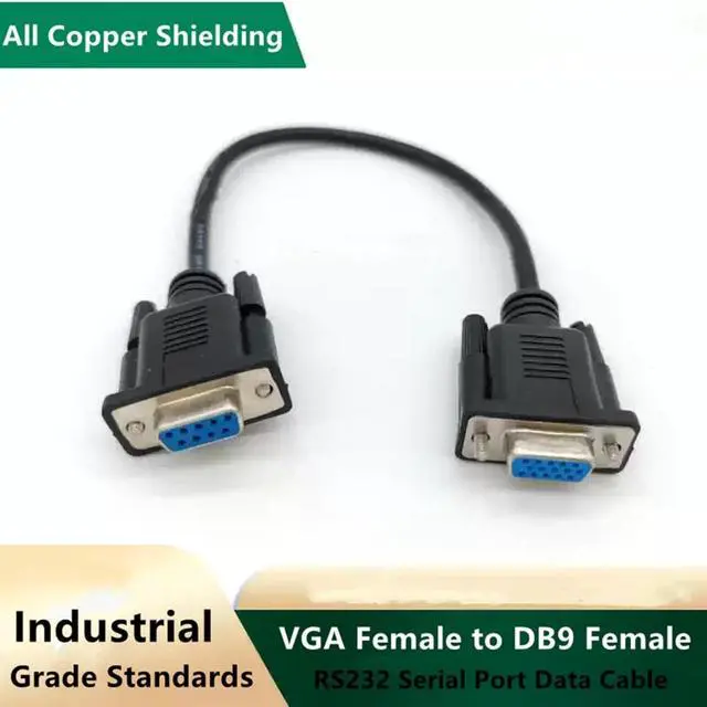 Alt view image 2 of 3 - KJCPZYPP DB9 Female to VGA Female 15Pin Three-Row Data Transmission Cable, VGA to DB9 Serial RS232 Data Cable for Mutual Transmission of Signals Between 9Pin Video Devices and Computers 1.5Meter