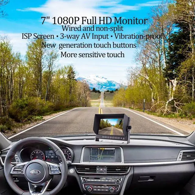 Alt view image 3 of 5 - 7" Wired Rear View Reverse Backup Camera System 1080P AHD with Audio,Parking Lines,Waterproof IP69K IR Camera for Tractor/Motorhome/Bulldozer/Snow Plow/Van/Heavy Equipment/Forklift/Skid Loader