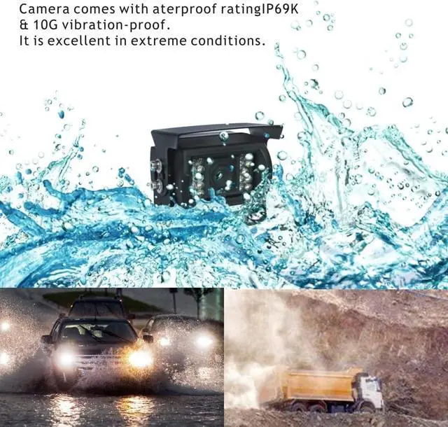 Alt view image 5 of 5 - 7" Wired Rear View Reverse Backup Camera System 1080P AHD with Audio,Parking Lines,Waterproof IP69K IR Camera for Tractor/Motorhome/Bulldozer/Snow Plow/Van/Heavy Equipment/Forklift/Skid Loader