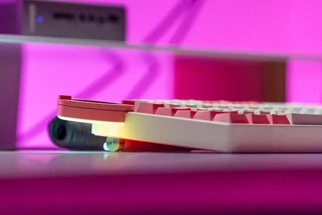 Alt view image 3 of 5 - DRY STUDIO Battleye 74.5 RT HE Magnetic Wired Gaming Keyboard with Mechanical Feel Full Metal Aluminum with Touch Screen and Rapid 4-Mode Switching RGB Lighting & Gaming Accessories - Pink Blaze