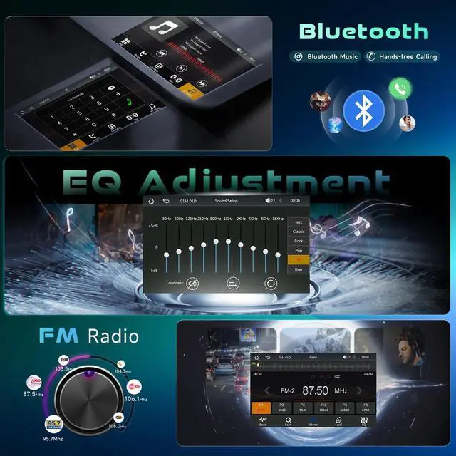 Alt view image 4 of 5 - Driauto Single Din Car Stereo with Wireless Carplay Android Auto, 7 Inch 1 Din Car Radio Touch Screen with Bluetooth Mirror Link FM USB/Type-C, SWC Colorful Backlight Car Audio Receiver+ Backup