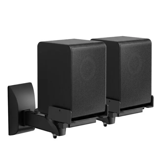 Main image of TNP Speaker Wall Mount, Dual Side Clamping Speaker Mounting Brackets for Bookshelf, Surround Sound & Studio Speakers, Adjustable Swivel Tilt, Up to 55 lbs, 2 Pack, Black
