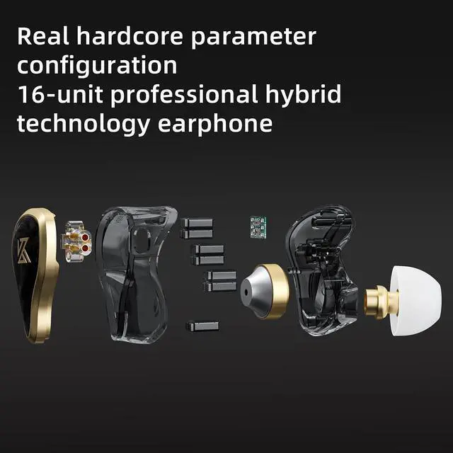 Alt view image 3 of 5 - KZ ZAS in-Ear Headphones Wired Earbuds, IEM Headphones, 8-Unit Hybrid High-Frequency 7BA+ 1DD HiFi Stereo Sound Earphones Noise Cancelling Earbuds(with Mic,Black)