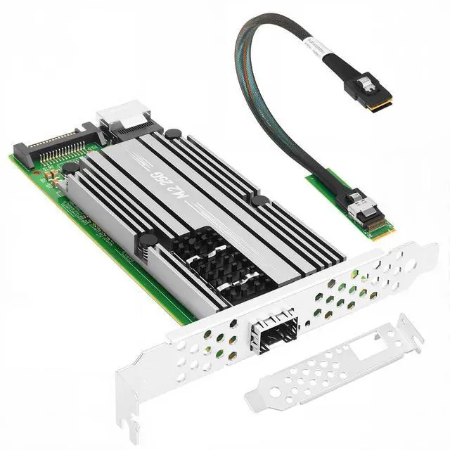 Main image of Vogzone M.2 to 25GbE SFP28 NIC, Single SFP28 Port with Mellanox ConnectX-4 Lx Chipset, M.2 + M Key + SFF-8087 with 35cm(13.7in) Cable, 25 Gigabit Network Card Support RDMA