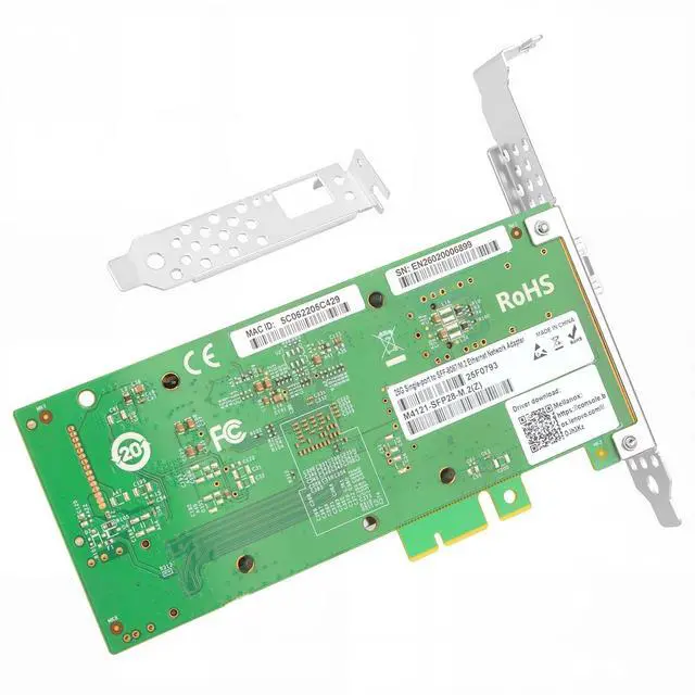 Alt view image 3 of 5 - Vogzone M.2 to 25GbE SFP28 NIC, Single SFP28 Port with Mellanox ConnectX-4 Lx Chipset, M.2 + M Key + SFF-8087 with 35cm(13.7in) Cable, 25 Gigabit Network Card Support RDMA