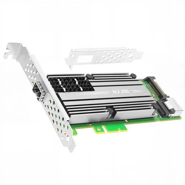 Alt view image 2 of 5 - Vogzone M.2 to 25GbE SFP28 NIC, Single SFP28 Port with Mellanox ConnectX-4 Lx Chipset, M.2 + M Key + SFF-8087 with 35cm(13.7in) Cable, 25 Gigabit Network Card Support RDMA