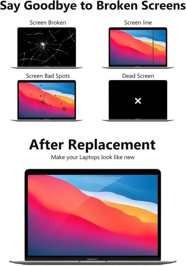 Alt view image 3 of 5 - LHM A2337 for MacBook Air 13.3" Screen Replacement for M1 2020 Model LCD Display Assembly 2560x1600 with Fix Kit EMC 3598 MGN63 MGN93 MGND3 MGN73 MGNA3 MGNE3 (A2337-Silver)