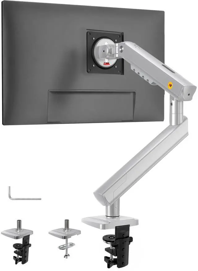 Main image of NB SmooVex Single Computer Monitor Mount, Monitor Stand fits up to 32 Inch, Mechanical Spring Monitor Arm, VESA 75/100 mm, Model-A5 (Silver)