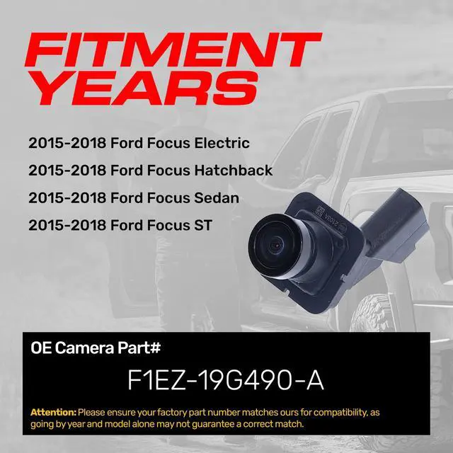Alt view image 2 of 5 - Master Tailgaters Replacement for Ford Focus ST, Sedan, Electric, Hatchback (2015-2018) Backup Camera OE Part # F1EZ-19G490-A