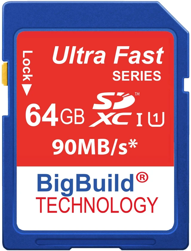 Main image of BigBuild Technology 64GB Ultra Fast SDXC 90MB/s Memory Card Compatible with Canon PowerShot SX60/SX610/SX620 HS, SX70/SX710/SX720/SX730/SX740 HS Camera