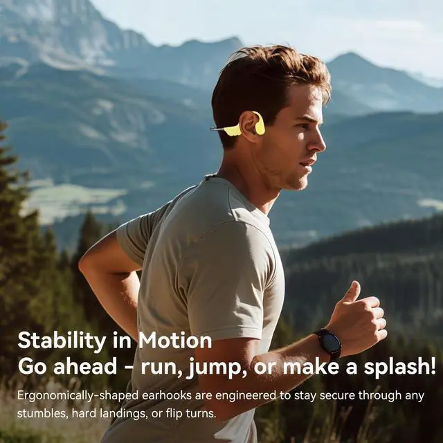 Alt view image 5 of 5 - Full-Coverage Liquid Silicone Swimming Headphones, IP68 Waterproof Underwater Headphones, Bluetooth 6.0&MP3 with 32GB Memory Card, Soft/Skin-Comfortable Open Ear Bone Conduction Swim Earbuds(Green