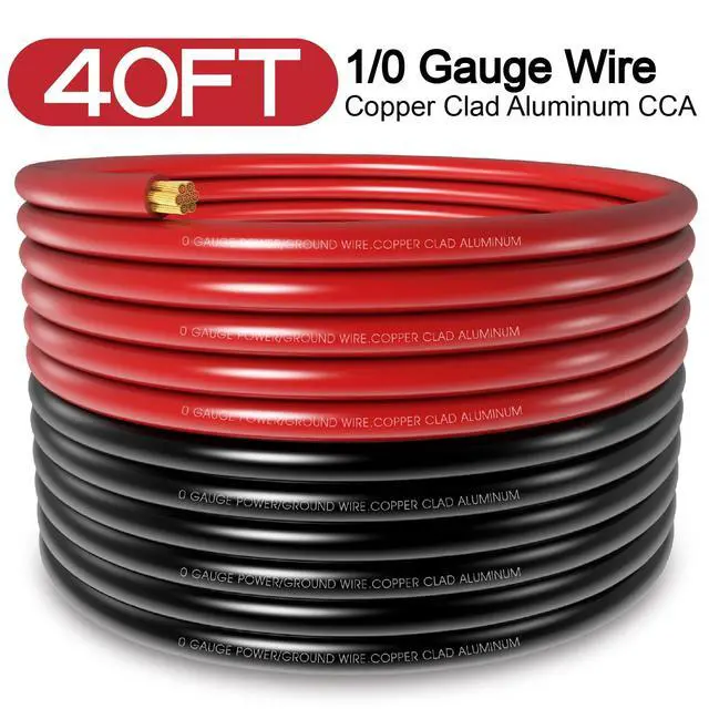 Alt view image 2 of 5 - 40FT 0 Gauge Wire,1/0 Battery Cable Copper Clad Aluminum for Winch,Reducer,Starter,Solar Power,DC Wiring,W/ 40 Feet PET Cable Sleeve,20pcs Connectors Lugs and 3:1 Heat Shrink Tube