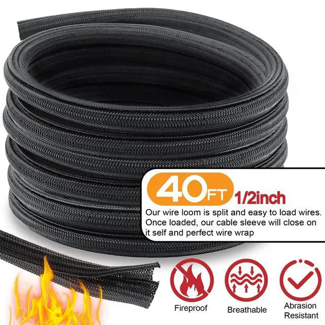 Alt view image 3 of 5 - 40FT 0 Gauge Wire,1/0 Battery Cable Copper Clad Aluminum for Winch,Reducer,Starter,Solar Power,DC Wiring,W/ 40 Feet PET Cable Sleeve,20pcs Connectors Lugs and 3:1 Heat Shrink Tube
