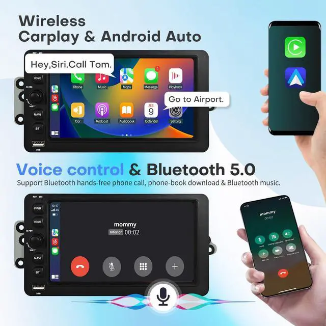 Alt view image 3 of 5 - Car Radio for Chevy Chevrolet Silverado SSR Tahoe 2003-2006 GMC Siera Yukon 2003-2006 Hummer 2003-2006 Head Unit with CarPlay Tesla Style Touch Screen Android Auto Bluetooth GPS Backup Camera