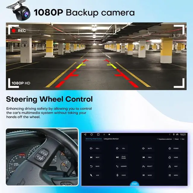 Alt view image 5 of 5 - Car Radio for Chevy Chevrolet Silverado SSR Tahoe 2003-2006 GMC Siera Yukon 2003-2006 Hummer 2003-2006 Head Unit with CarPlay Tesla Style Touch Screen Android Auto Bluetooth GPS Backup Camera