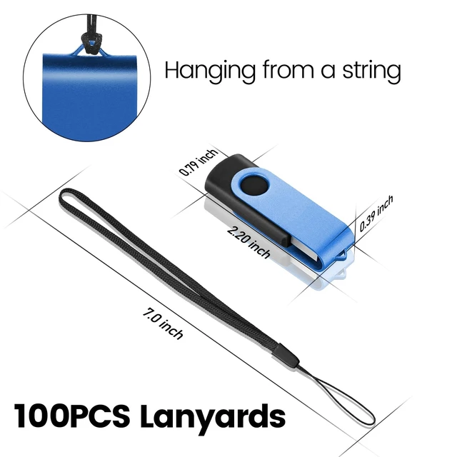 Alt view image 3 of 5 - 1GB 2.0 USB Flash Drive 100-Pack Thumb Drives Bulk with Lanyards