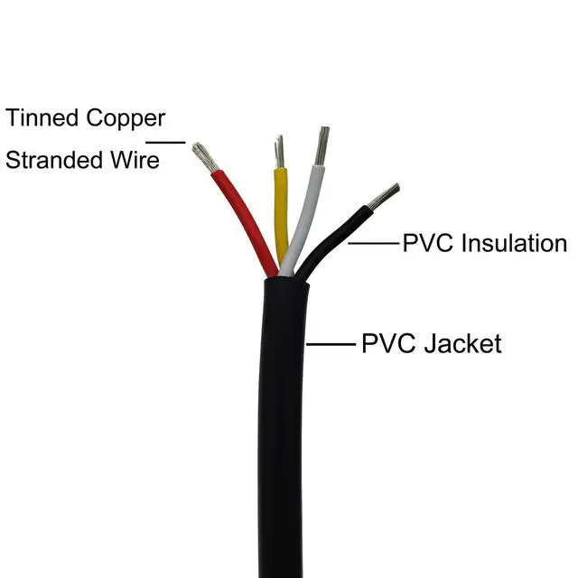Alt view image 2 of 5 - 22 Gauge 4 Conductor Tinned Copper Electrical Wire Stranded PVC Audio Power Cable Speaker Wire (Red & Black & Yellow & White) 22AWG-4C-80FT
